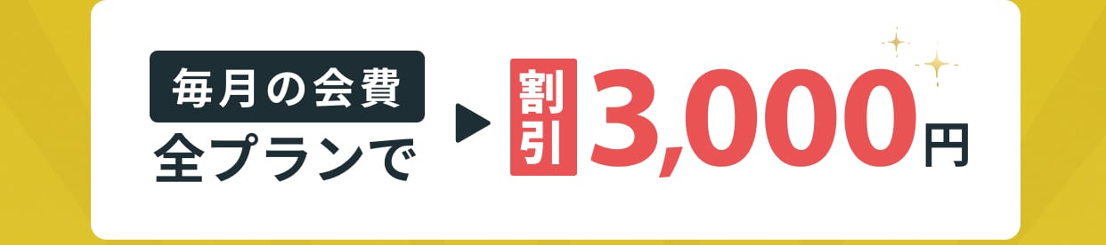 毎月の会費 全プランで割引3,000円
